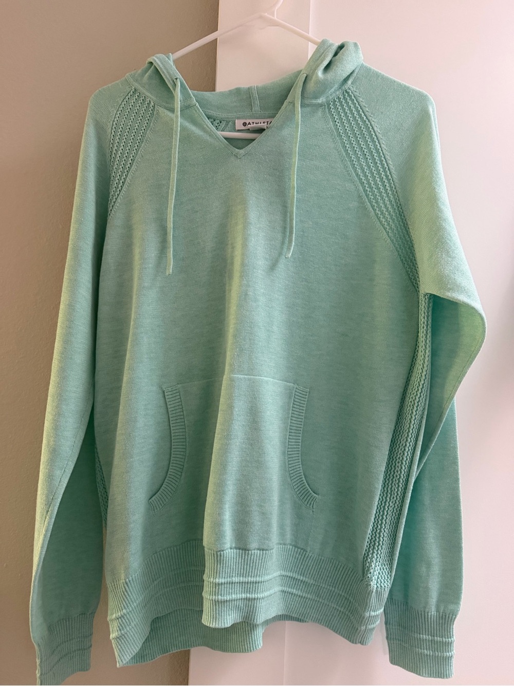 Athleta Women's Mint Green V-Neck Hoodie Sweater